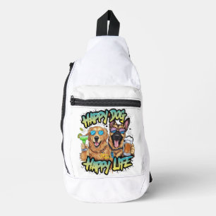 Two Dogs Drink Beer en draagt een zonnebril Sling Bag