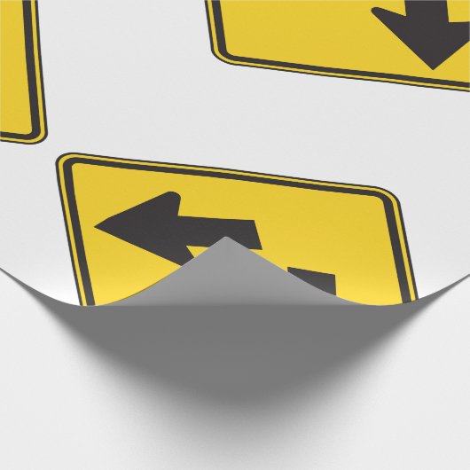Two Downward Arrows Warning Road Sign Cadeaupapier (Hoek)