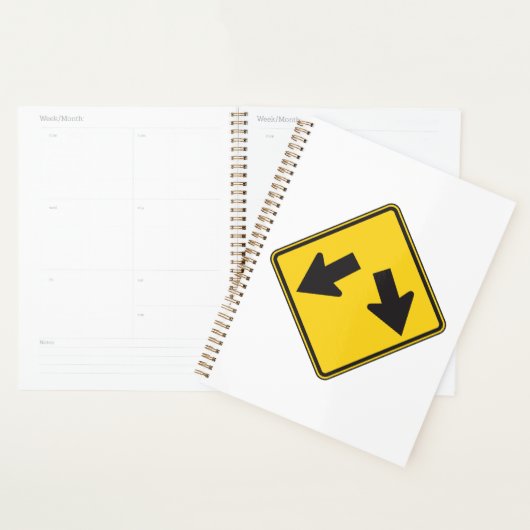 Two Downward Arrows Warning Road Sign Planner (Display)