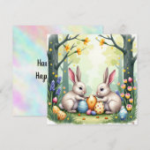 Two Easter Bunnies Feestdagenkaart (Voorkant / Achterkant)