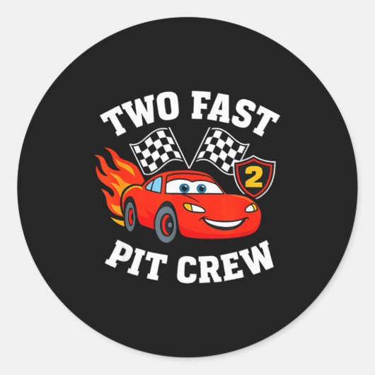 Two Fast 2 2nd Birthday T Crew 2yr Year Old  Ronde Sticker (Voorkant)