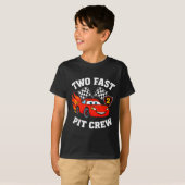 Two Fast 2 2nd Birthday T Crew 2yr Year Old  T-shirt (Voorkant volledig)