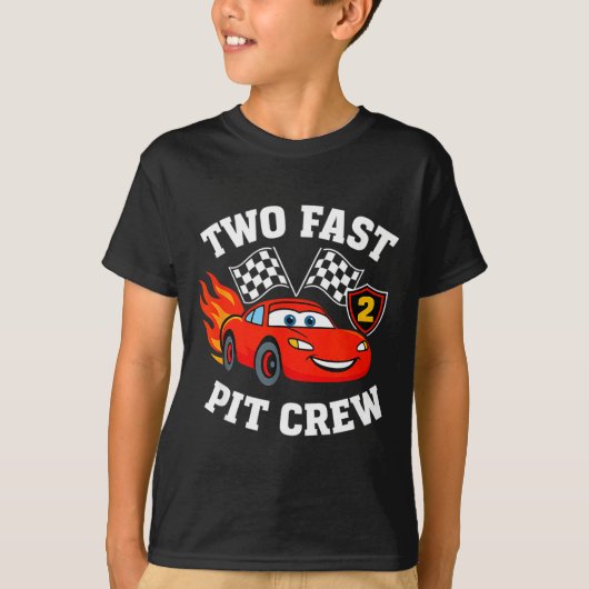 Two Fast 2 2nd Birthday T Crew 2yr Year Old  T-shirt (Voorkant)