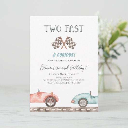 Two Fast 2 Curious Racing 2e verjaardag Kaart (Staand voorkant)