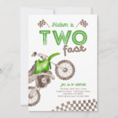 Two Fast Green Dirt Bike Invitation (Devant)