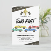 Two Fast Race Car 2nd Birthday  Invitation (Debout devant)