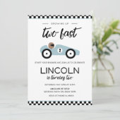 Two Fast Race Car Birthday Invitation (Debout devant)