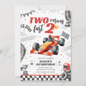 Two Fast Race Car Boy 2nd Birthday Invitation (Devant)