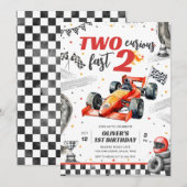 Two Fast Race Car Boy 2nd Birthday Invitation (Devant / Derrière)