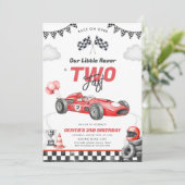 Two Fast Race Car Boy 2nd Birthday Invitation (Debout devant)