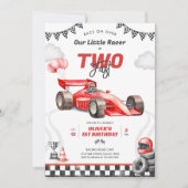 Two Fast Race Car Boy 2nd Birthday Invitation (Devant)