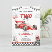 Two Fast Race Car Boy 2nd Birthday Invitation (Debout devant)