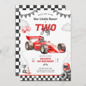 Two Fast Race Car Boy 2nd Birthday Invitation (Devant / Derrière)