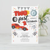 Two Fast Race Car Boy 2nd Birthday Invitation (Debout devant)