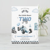 Two Fast Race Car Boy 2nd Birthday Invitation (Debout devant)