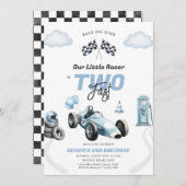 Two Fast Race Car Boy 2nd Birthday Invitation (Devant / Derrière)