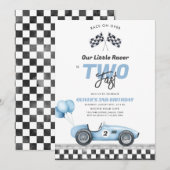Two Fast Race Car Boy 2nd Birthday Invitation Kaart (Voorkant / Achterkant)