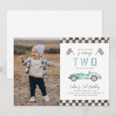 TWO Fast Racing Birthday Invitation | Racen Kaart (Voorkant / Achterkant)