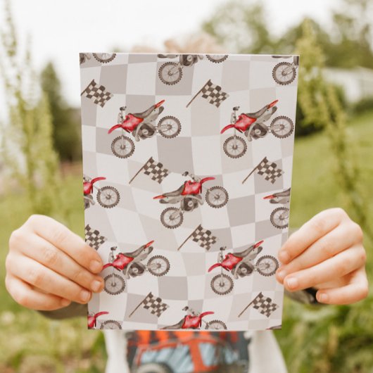 Two Fast Red Dirt Bike Invitation Kaart