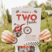 Two Fast Red Dirt Bike Invitation Kaart