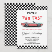 "Two Fast! Uitnodiging voor 2e verjaardagsfeestje  (Voorkant / Achterkant)