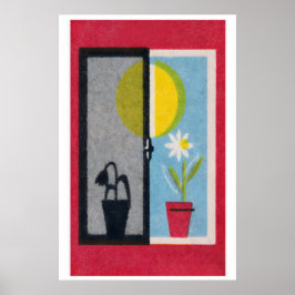 Two Flowers Matchbox Print Vintage Eastern Europe