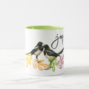 Two for Joy - Deux Magpies avec accent floral Mug
