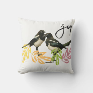 "Two for Joy" Magpies met bloemenaccent. Kussen