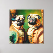 Two Funny Anthropomorphic Vintage Pug