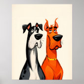 Two Great Danes Wall Art Poster Print (Voorkant)
