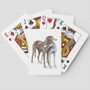 Two Greyhound Friends Dog Art Pokerkaarten