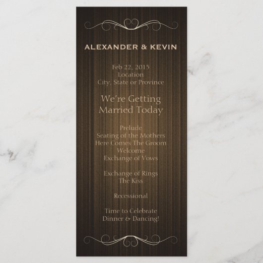 Two Grooms-Gay Bruiloft Landenprogramma Programma (Voorkant)