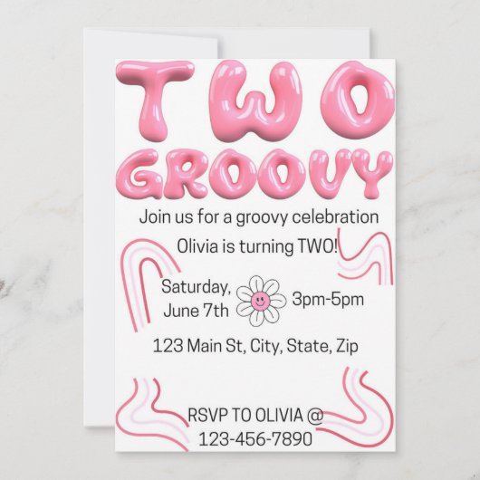 Two Groovy Birthday Invitation Kaart (Voorkant)