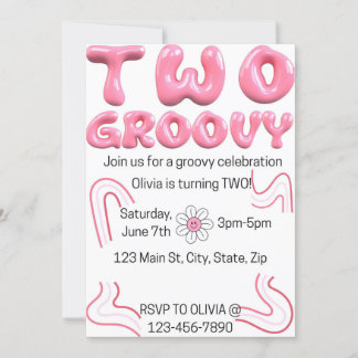 Two Groovy Birthday Invitation Kaart
