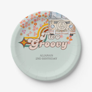 Two Groovy is een vibe daisy Van 2e verjaardag Papieren Bordje