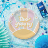 Two Groovy pastel Retro Sunshine daisy boho Papieren Bordje (Feest)
