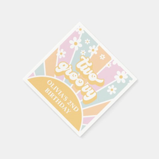 Two Groovy pastel Retro Sunshine daisy boho Servet (Hoek)