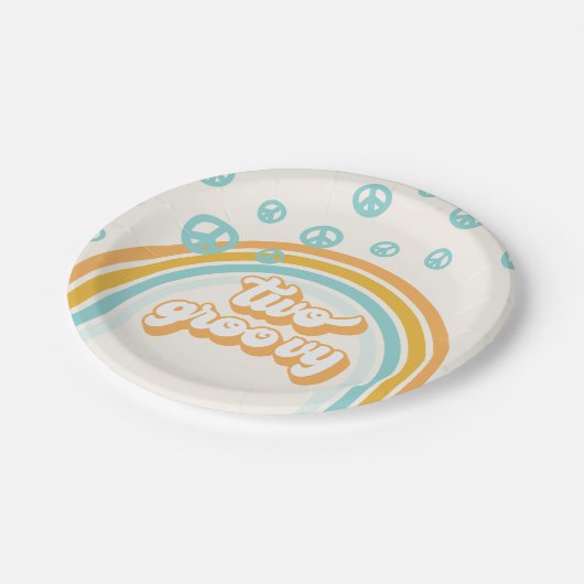 TWO Groovy Retro Boy 2ND Birthday Papieren Bordje (Gekanteld)