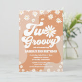 Two Groovy Retro Daisy 2nd Birthday Invitation (Debout devant)