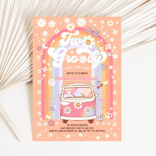 TWO Groovy Van Daisy Hippie 70s 2e verjaardag Kaart