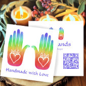 Two Hands Hearts Hamsa Rainbow aangepaste QR-code Vierkante Visitekaartje