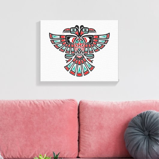 Two Headed Haida Spirit Bird op Wit Canvas Afdruk (Insitu (Woonkamer))