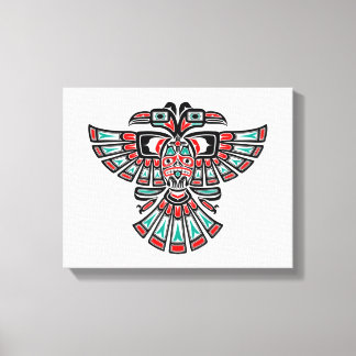 Two Headed Haida Spirit Bird op Wit Canvas Afdruk