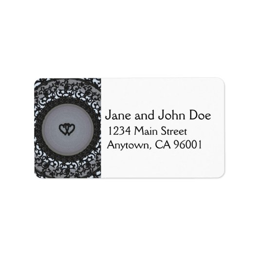 Two Hearts Black Sequin Look Etiket (Voorkant)