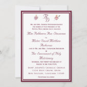 Two Hearts Burgundy Catholic Wedding Invitation (Devant)