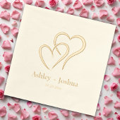 Two Hearts Custom Naam en datum bruiloft Folie Servetten
