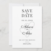 Two Hearts Elegant Script Sla de datum op Save The Date (Voorkant)