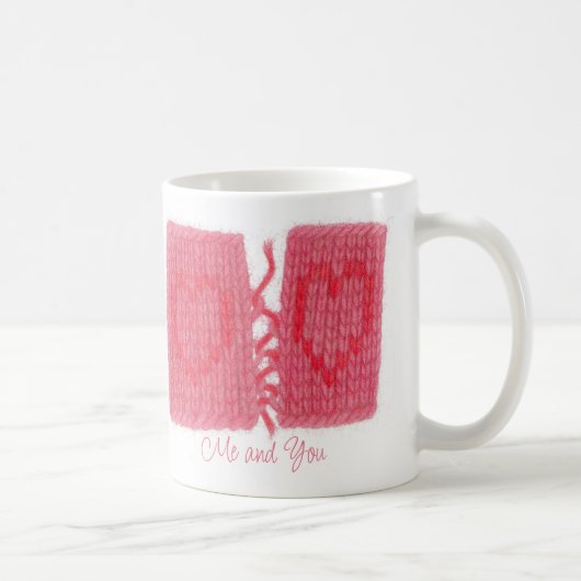 TWO HEARTS KNIT Mug Blanc + Texte (Droite)