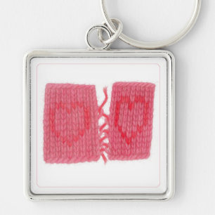TWO HEARTS KNIT Premium Vierkante Sleutelhanger