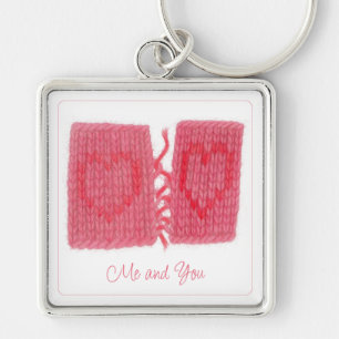 TWO HEARTS KNIT Premium Vierkante Sleutelhanger +